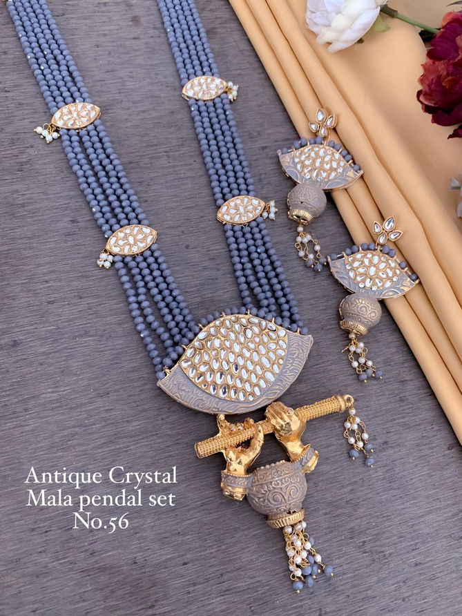 3 Designer Antique Crystal Mala Pendant Set Wholesale Market In Surat
